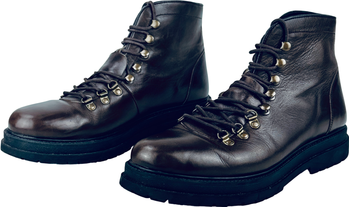 GOODWIN SMITH Dark Brown Luxury Italian Leather Lace Up Boots UK 10 EU 44 👞