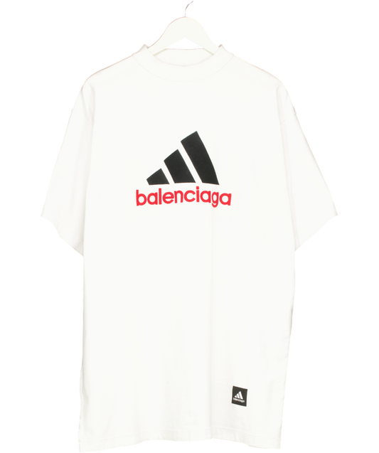 Balenciaga x Adidas White Logo Print T-shirt UK L