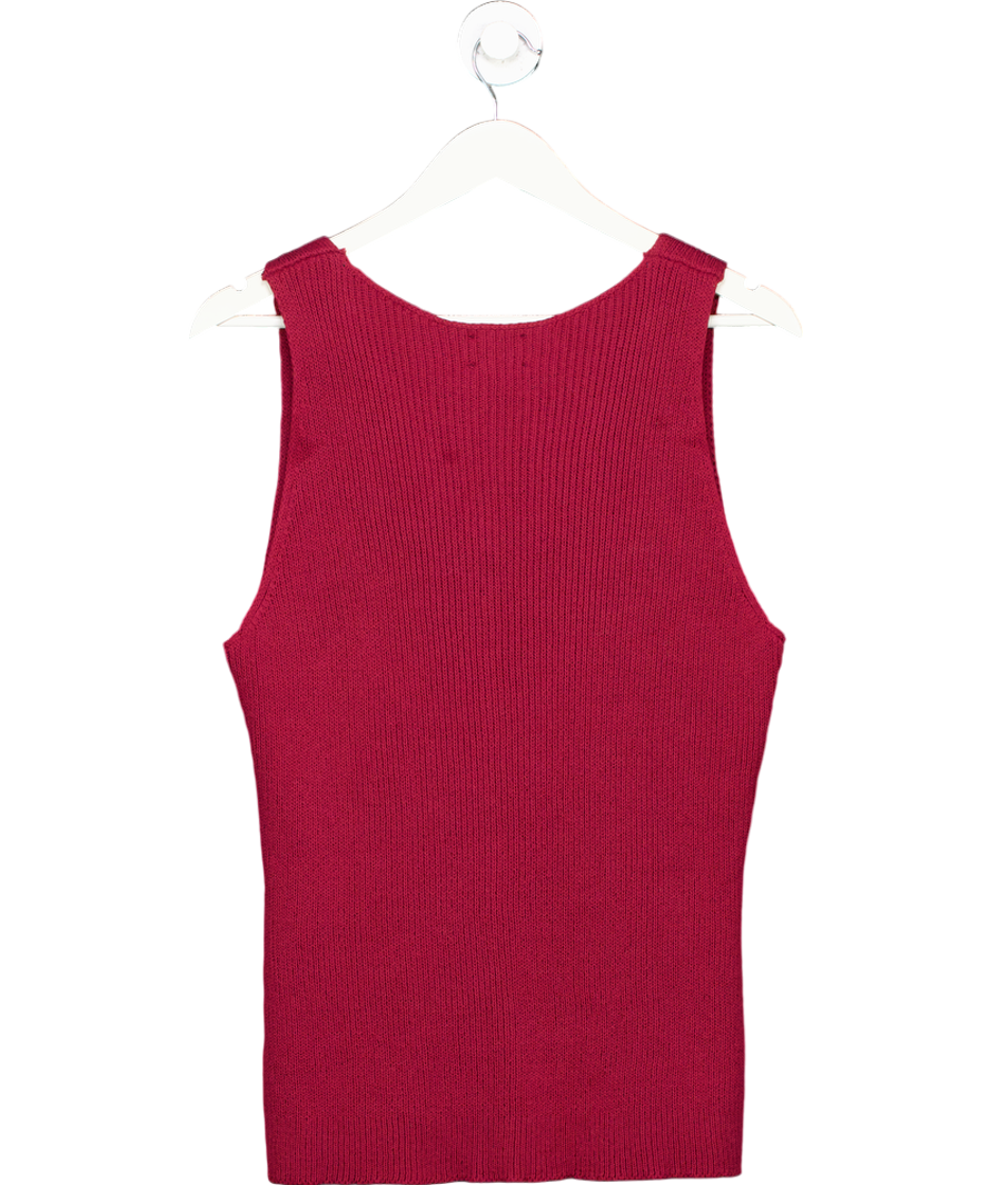ASOS Red Knitted Longline V Waistcoat In Burgundy UK S