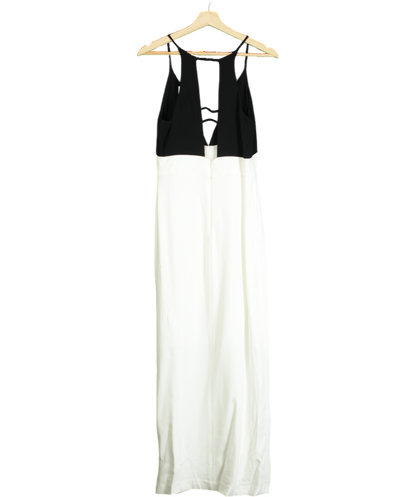 Karen Millen White Premium Viscose Woven Crepe Contrast Panel Midi Dress UK 8