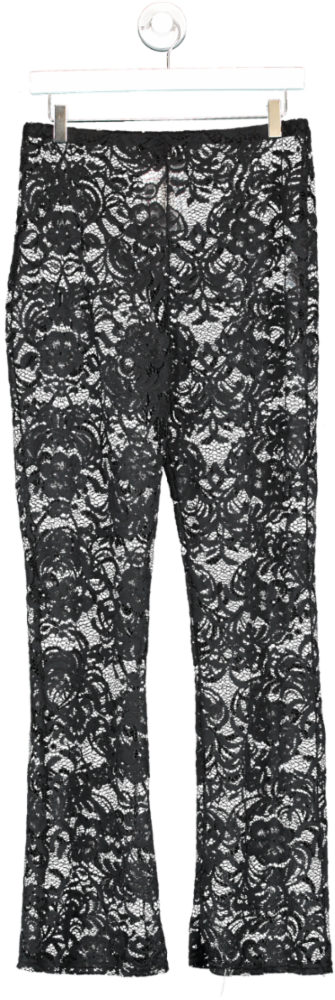 boohoo Black Lace Flared Trousers UK 12