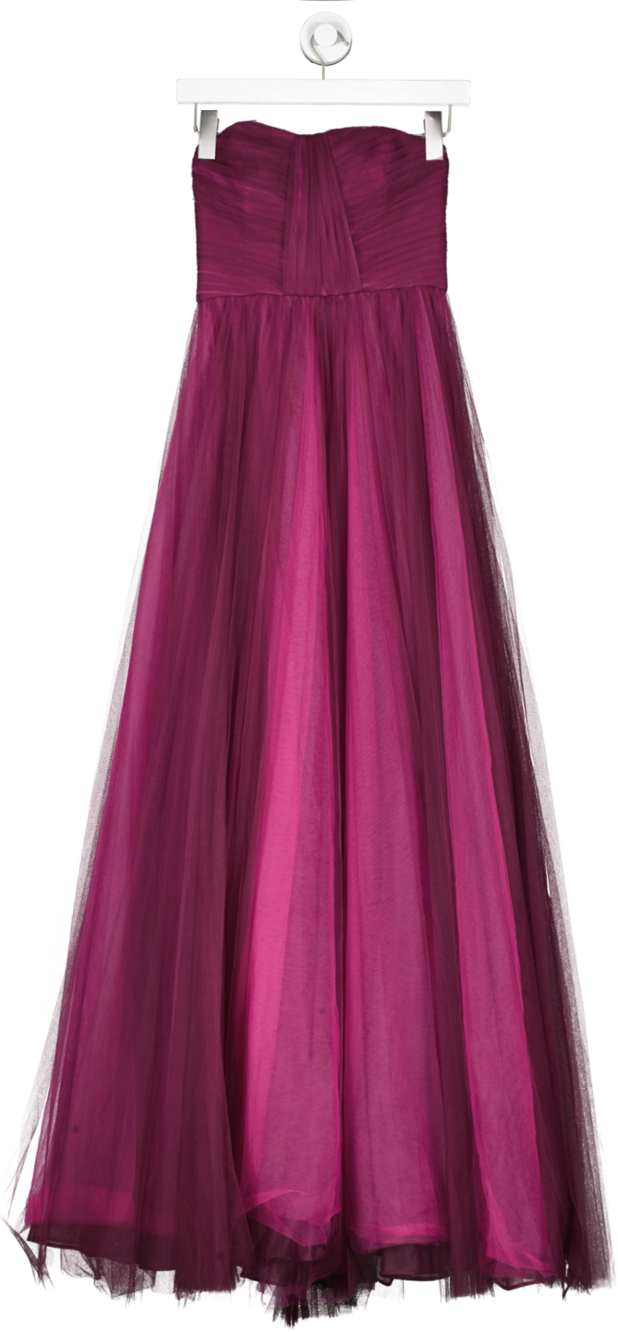 Zac Posen Red Sleeveless Pleated Gown UK 4