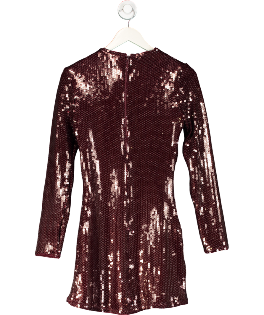 Abercrombie & Fitch  Burgundy Paloma Long-sleeve Sequin Mini Dress UK XS