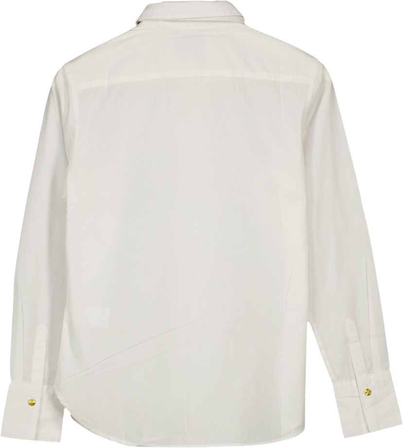 HOLLAND COOPER White 100% Cotton Classic Fit Shirt With Gold Logo Buttons UK 10