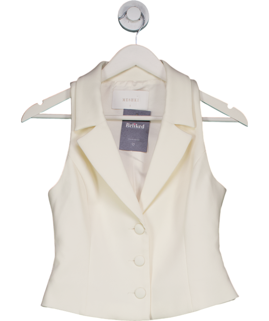 Meshki White Mura Suiting Vest UK S