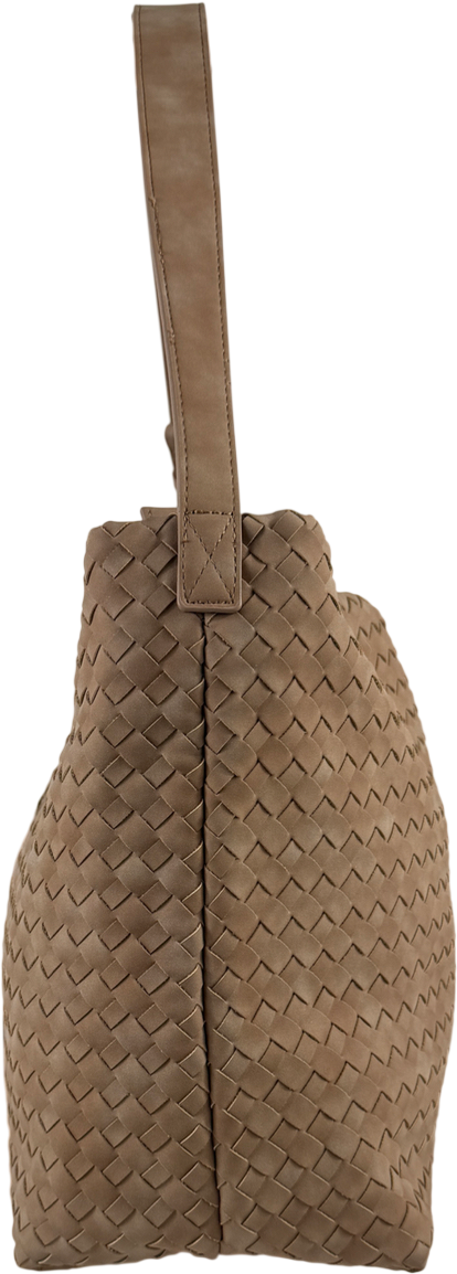 M&S Nude Faux Leather Woven Shoulder Bag