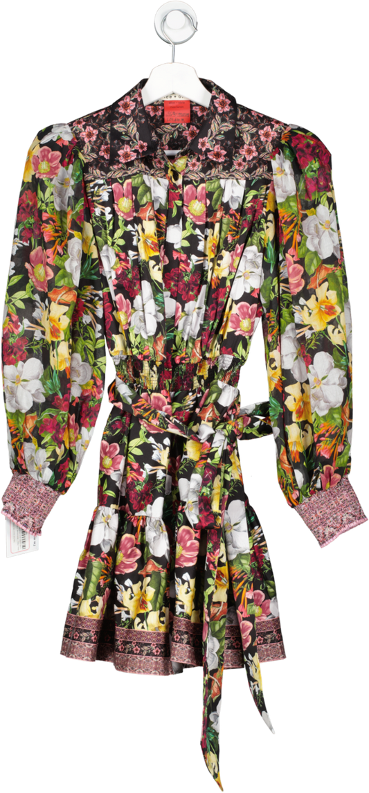 Alice + Olivia Multicoloured Tiffie Puff Sleeve Mini Dress UK 6
