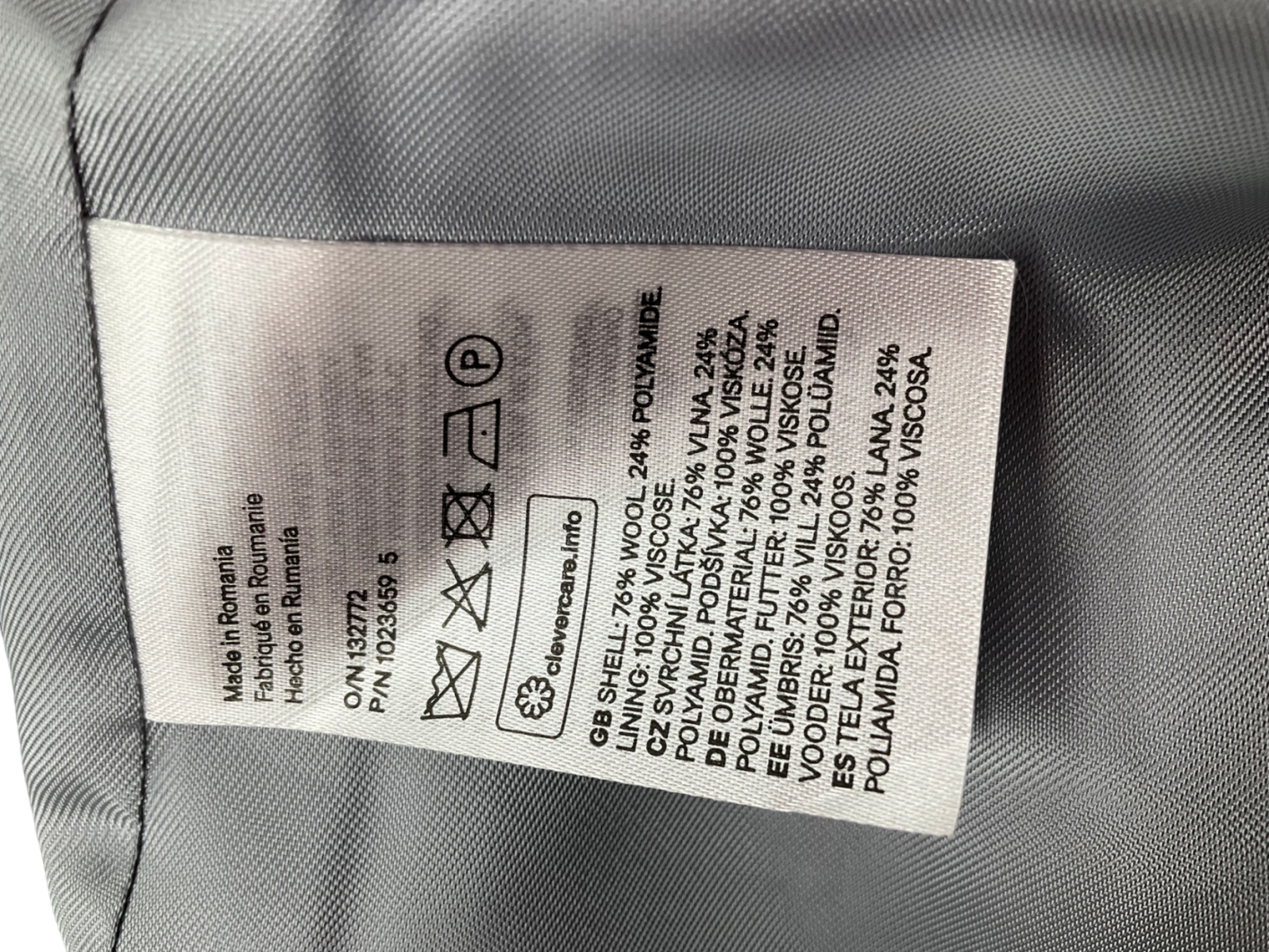 H&M Blue Wool Blend Coat UK S