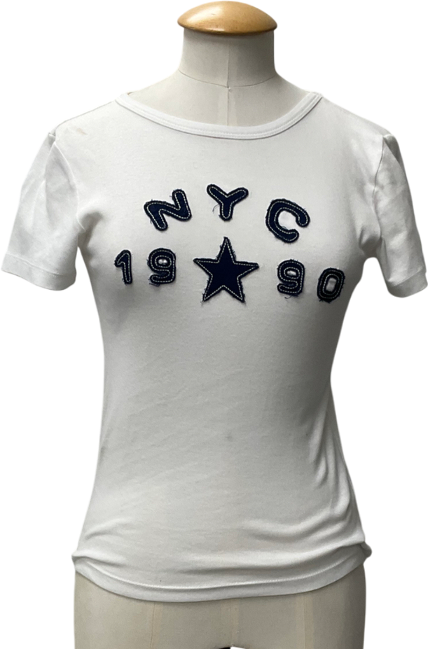 Urban Outfitters White Nyc 1990 Applique Baby Tee UK S