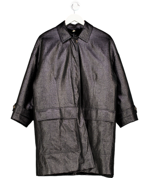 Burberry Black Fur Lined Water Resistant Overcoat UK 8