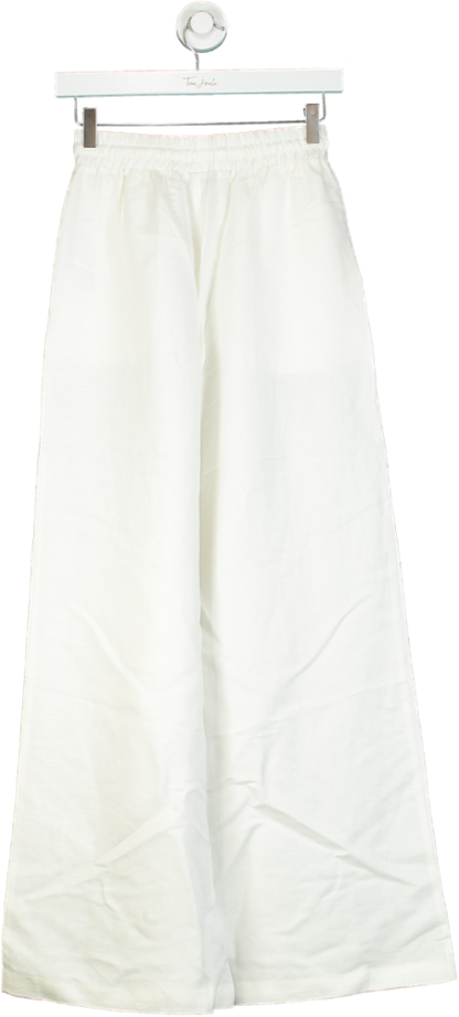 Karen Millen White Linen Wide Leg Woven Trousers UK 6