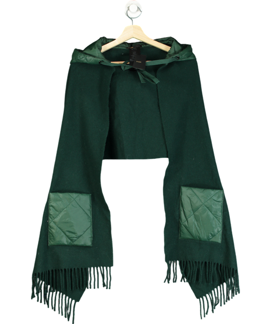 Maje Green Wool Hooded Scarf One Size