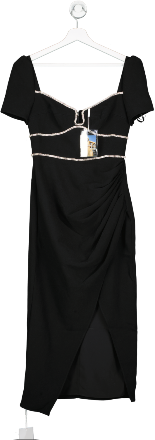 Self-Portrait Crepe Diamante Midi Dress In Black BNWT UK 10