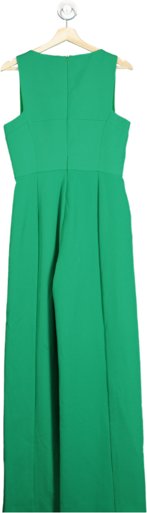 Karen Millen Green Stretch Crepe Colour Block Panelled Tailored Wide Leg Jumpsuit UK 10