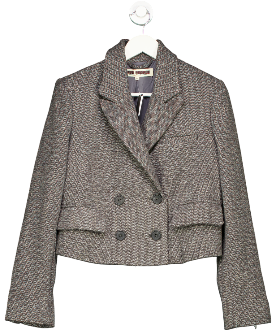 Free People Grey Tailored Heritage Blazer UK XS