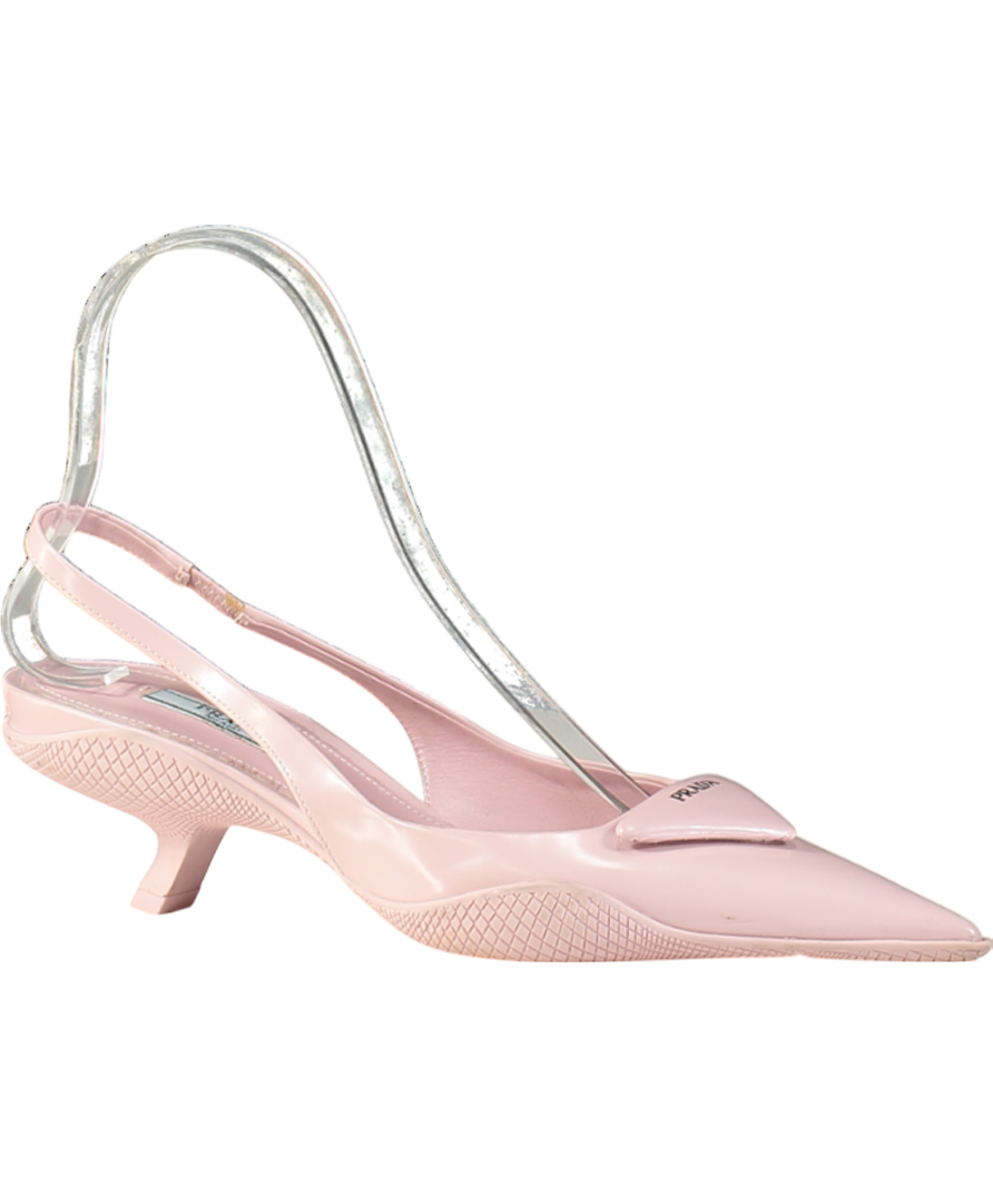 PRADA Pink Triangle-logo appliqué Slingback Pumps UK 2 EU 35 👠