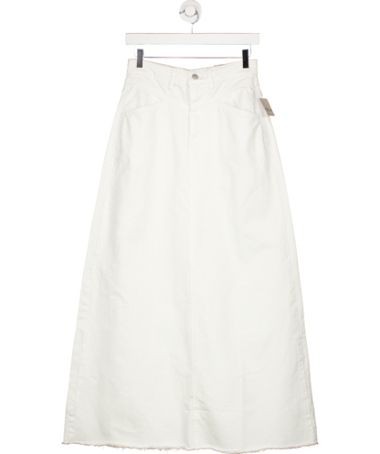 Free People White Come As You Are Denim Maxi Skirt UK 4