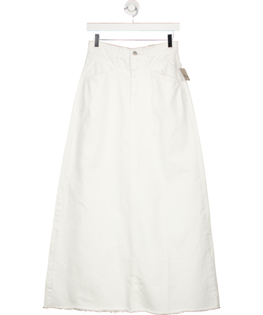 Free People White Come As You Are Denim Maxi Skirt UK 4