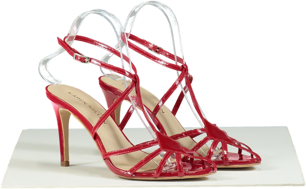 Karen Millen Red Strappy Patent Heels UK 5