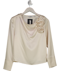 & Other Stories Cream Satin 3d Roses Long Sleeve Blouse UK 4