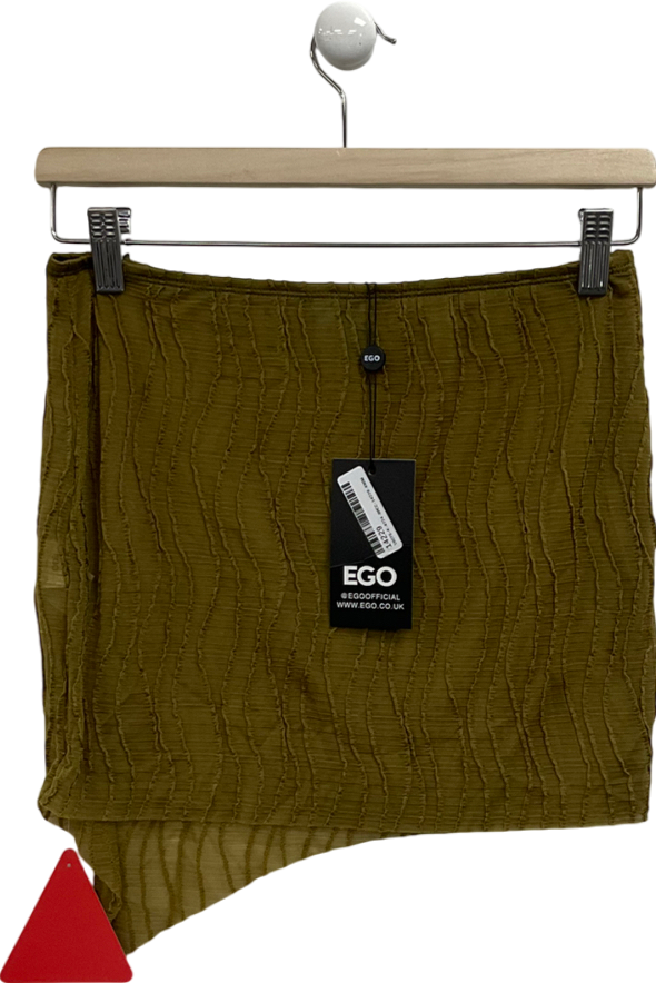 Ego Green Textured Asymmetric Mini Skirt UK 10