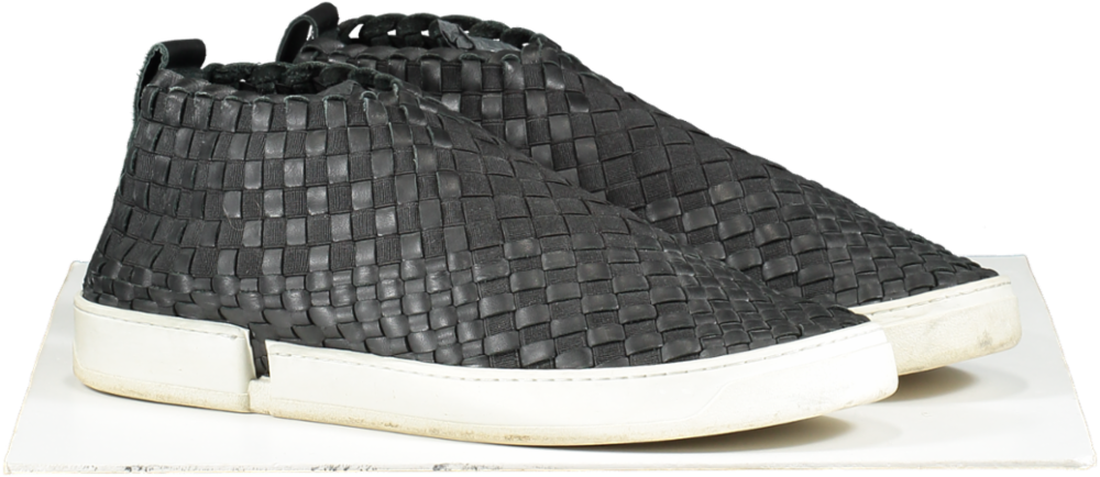 CASBIA Woven Man Calf Leather Trainers Black / White Sole UK 8 EU 42 👞