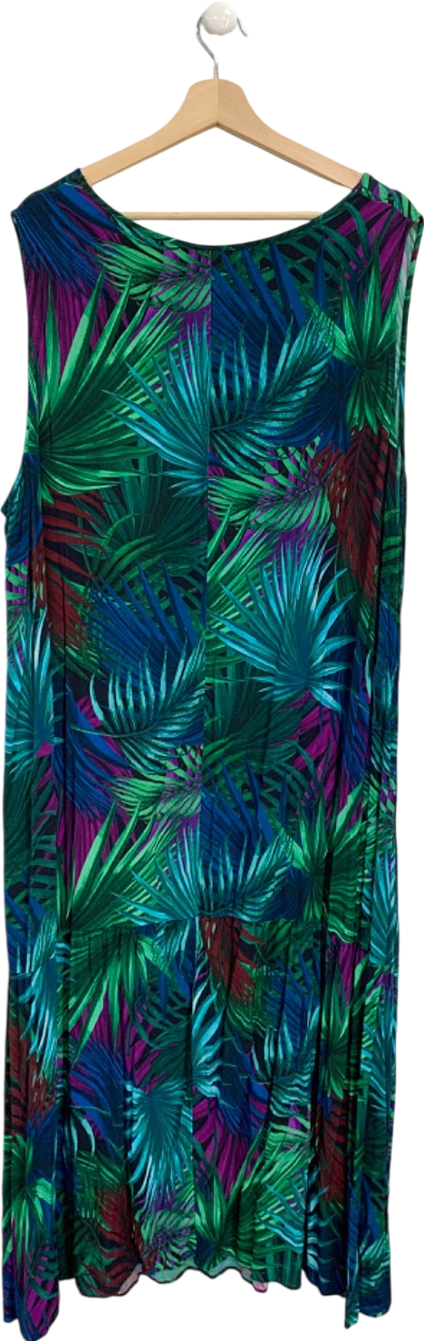 Live Unlimited Green Multi-Coloured Tropical Print Sleeveless Dress UK 28