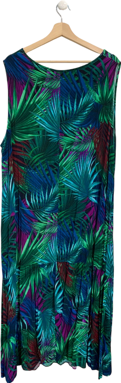 Live Unlimited Green Multi-Coloured Tropical Print Sleeveless Dress UK 28