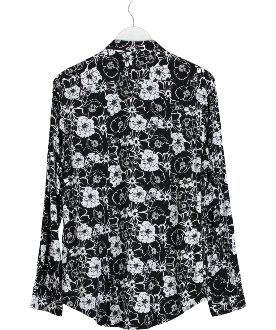 ZARA Black Slim Fit Floral Embroidered Shirt UK XL