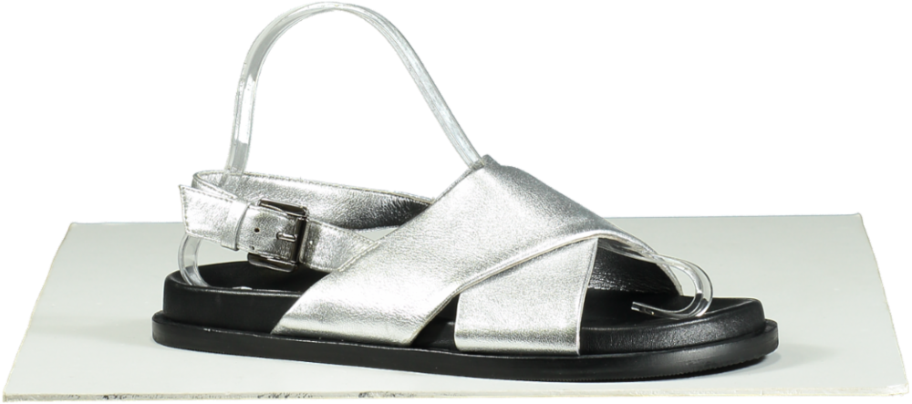 Wyse London London Silver Soft Leather Metallic Sandals EU 37 UK 4