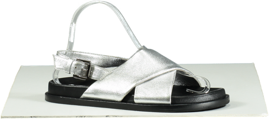 Wyse London London Silver Soft Leather Metallic Sandals EU 37 UK 4