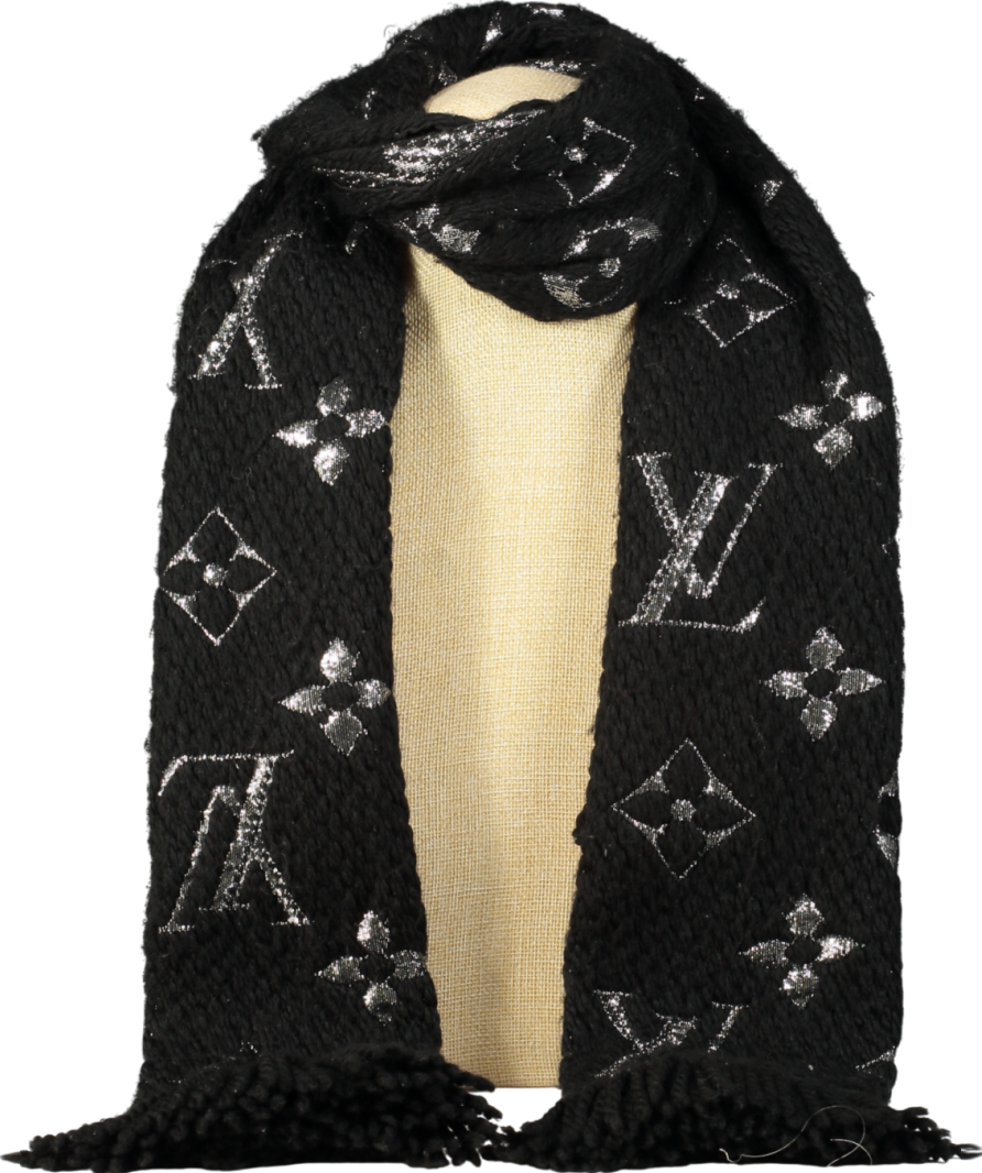 Louis Vuitton Logomania Shine Scarf M75833 Black / Silver