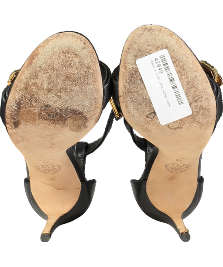 Alexander McQueen Black Moth Jewel Strap Stiletto Heels UK 5 EU 38 👠