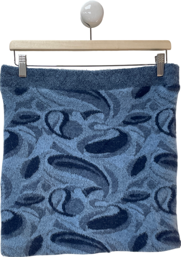 ZARA Blue Wool Blend Fuzzy Mini Skirt UK M