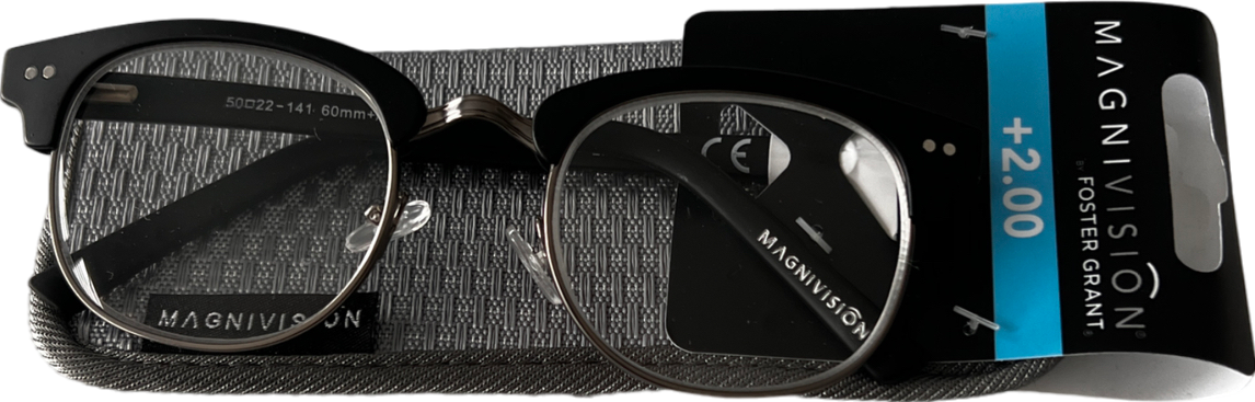 magnivision Colin Lenses Reading Glasses +2 Black