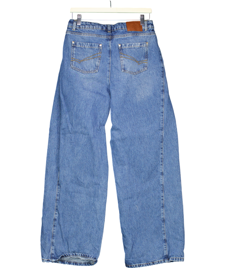 The Couture Club Blue Adjustable Pleat Wide Leg Jeans UK 8