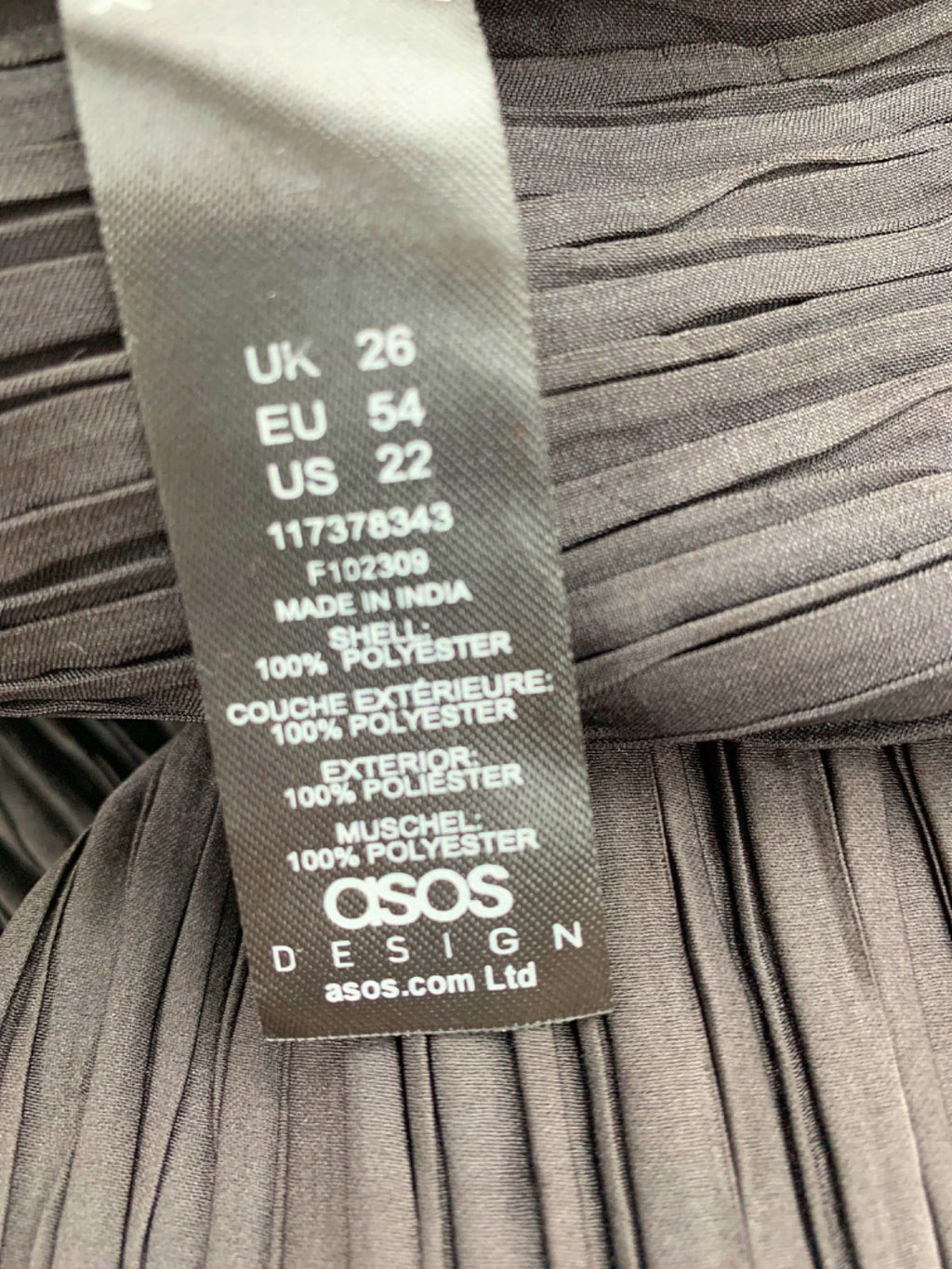 ASOS Black Sleeveless Pleated Dress UK 26