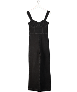 Reformation Black Denim Corset Jumpsuit UK 10