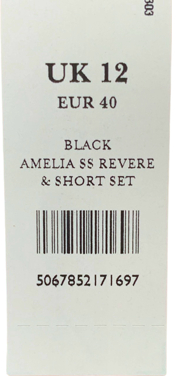 Boux Avenue Black Satin Amelia 2-piece Top  & Short Set with lace trim UK 12