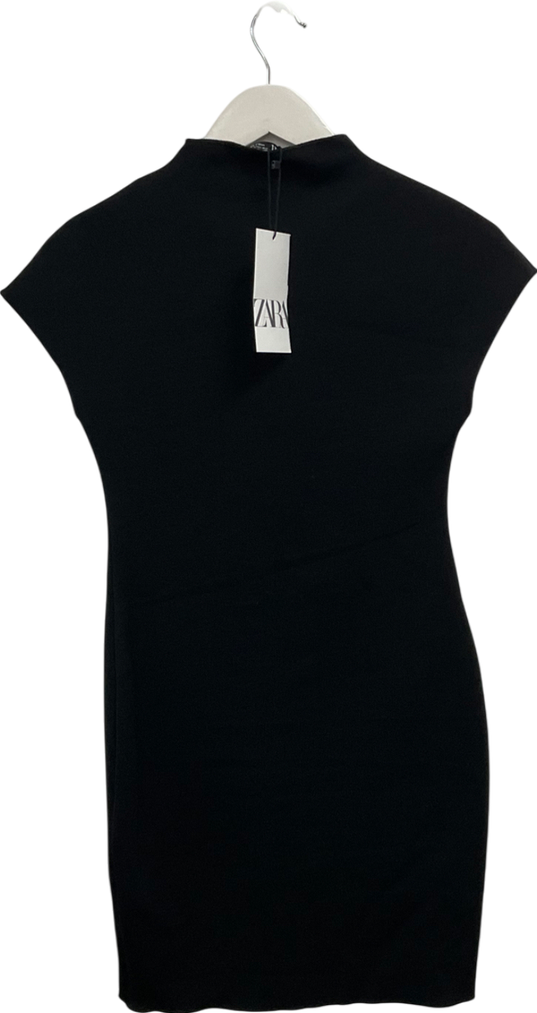 ZARA Black High Neck Knitted Dress UK M