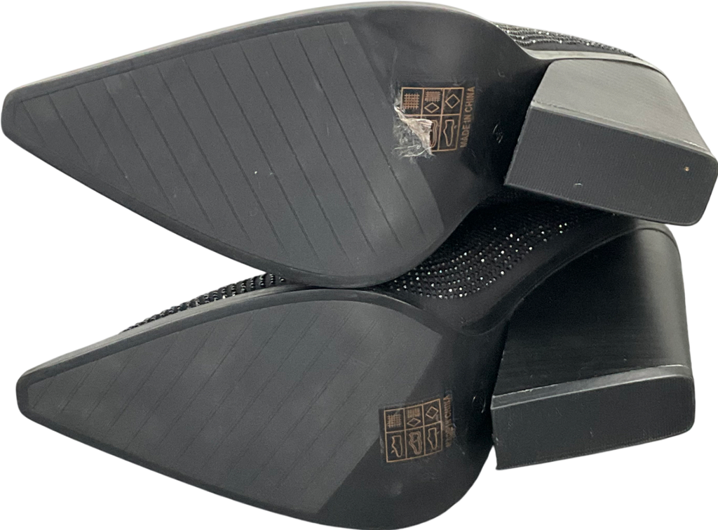 Public Desire Black Wild One Dimante Western Cowboy Boots UK 7 EU 40 👠