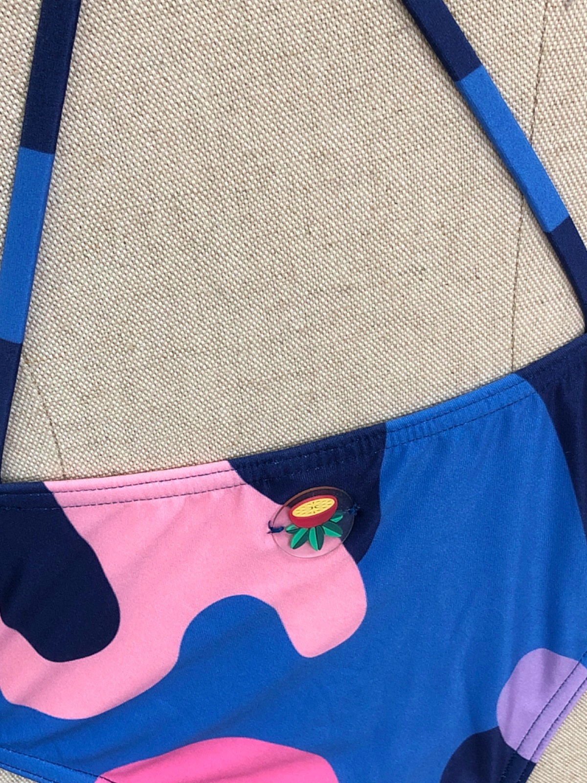 Oioba Blue Pink Graphic Swimsuit UK M