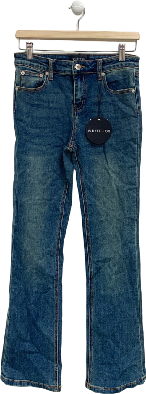 White Fox Mid Vintage Blue Wait For No One Jeans UK S