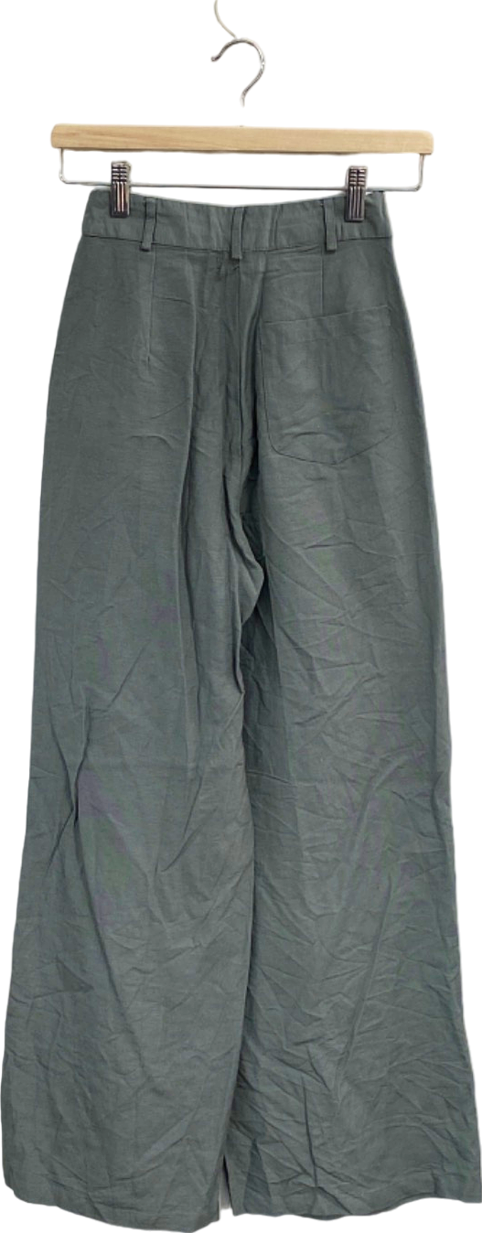 PrettyLittleThing Sage Green Wide-Leg Trousers Size 6