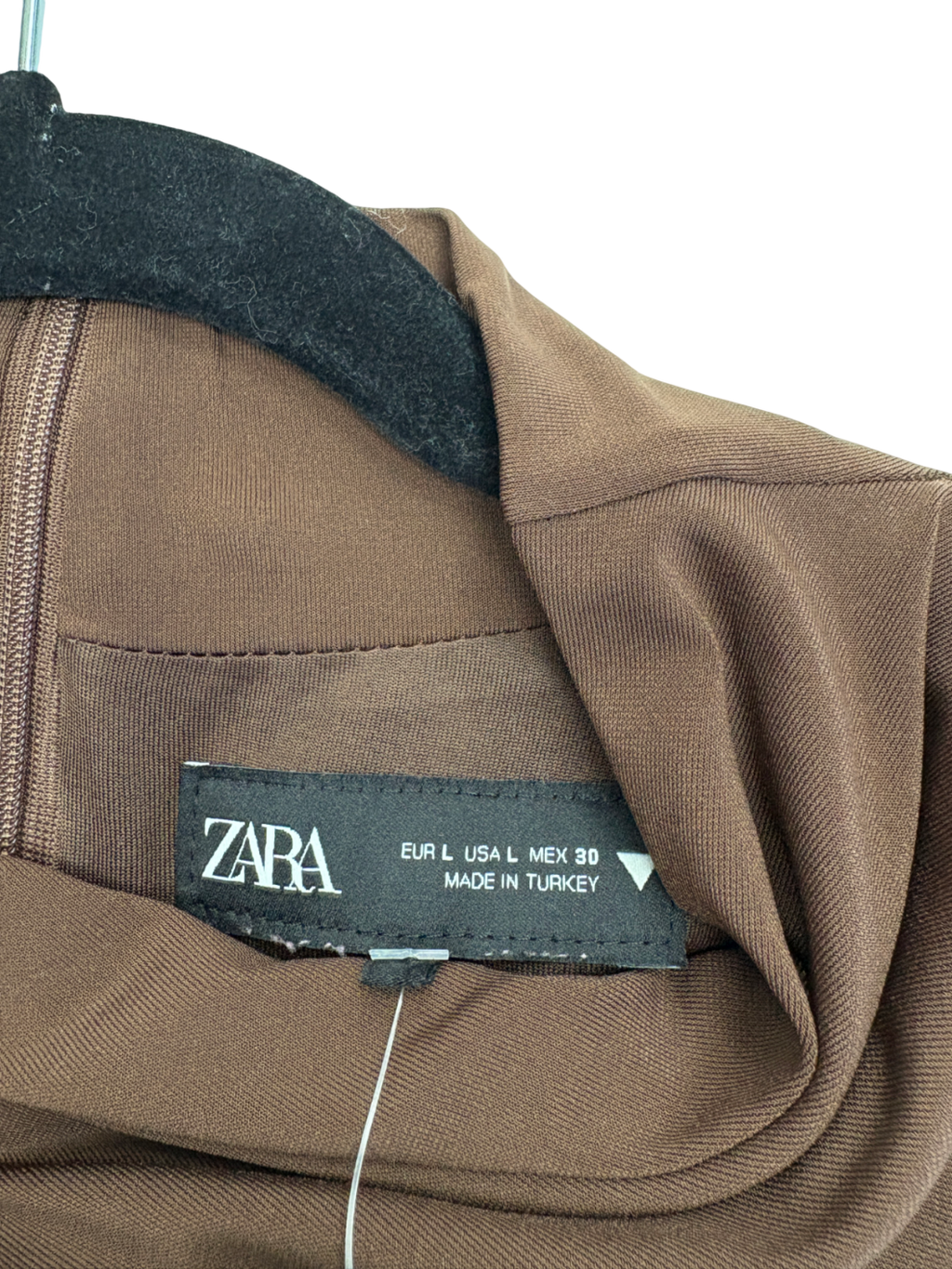 ZARA Brown Ruched Midi Dress UK L