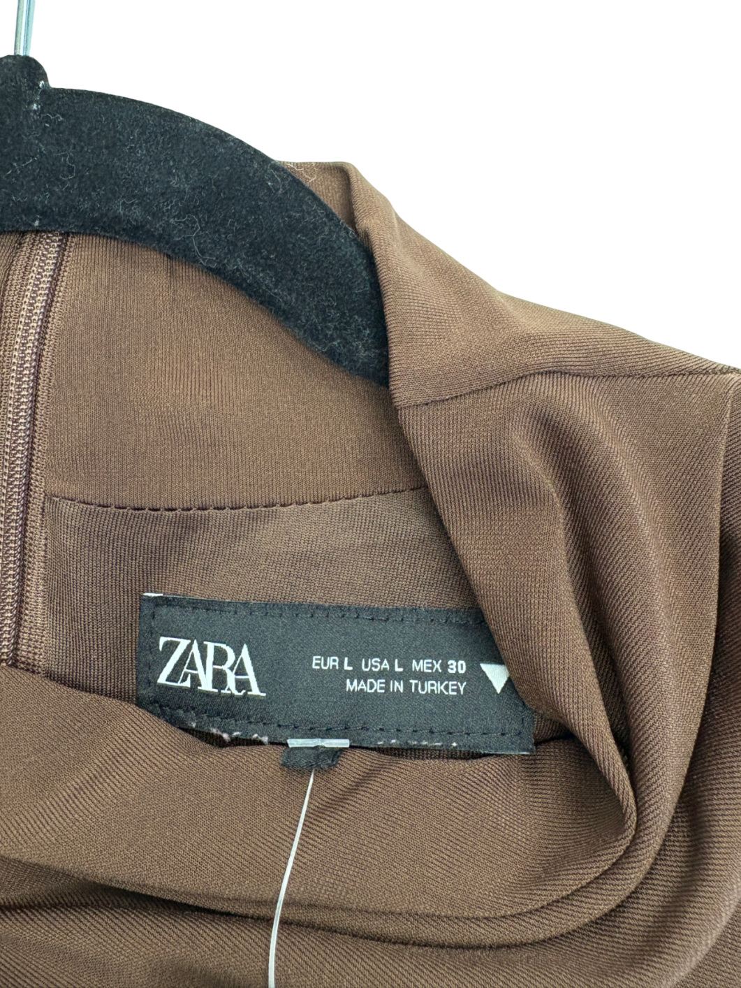 ZARA Brown Ruched Midi Dress UK L