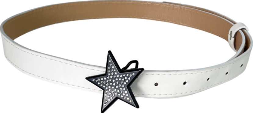 White Faux Leather Star Belt One Size