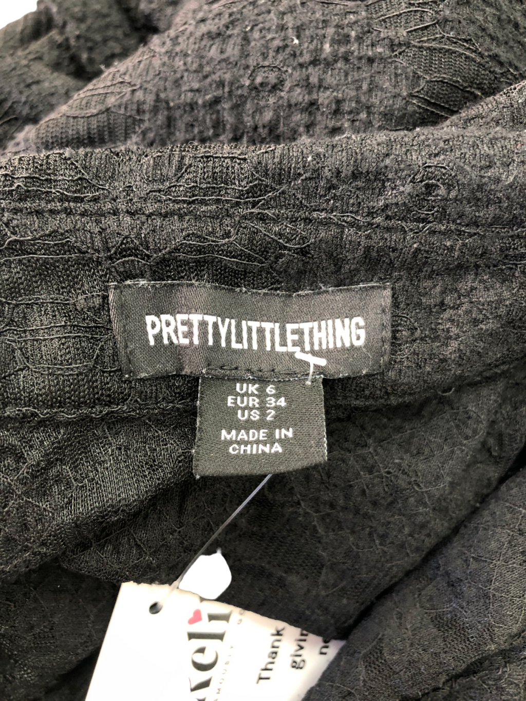 PrettyLittleThing Black Lace Button Up Long Sleeved T-shirt UK 6