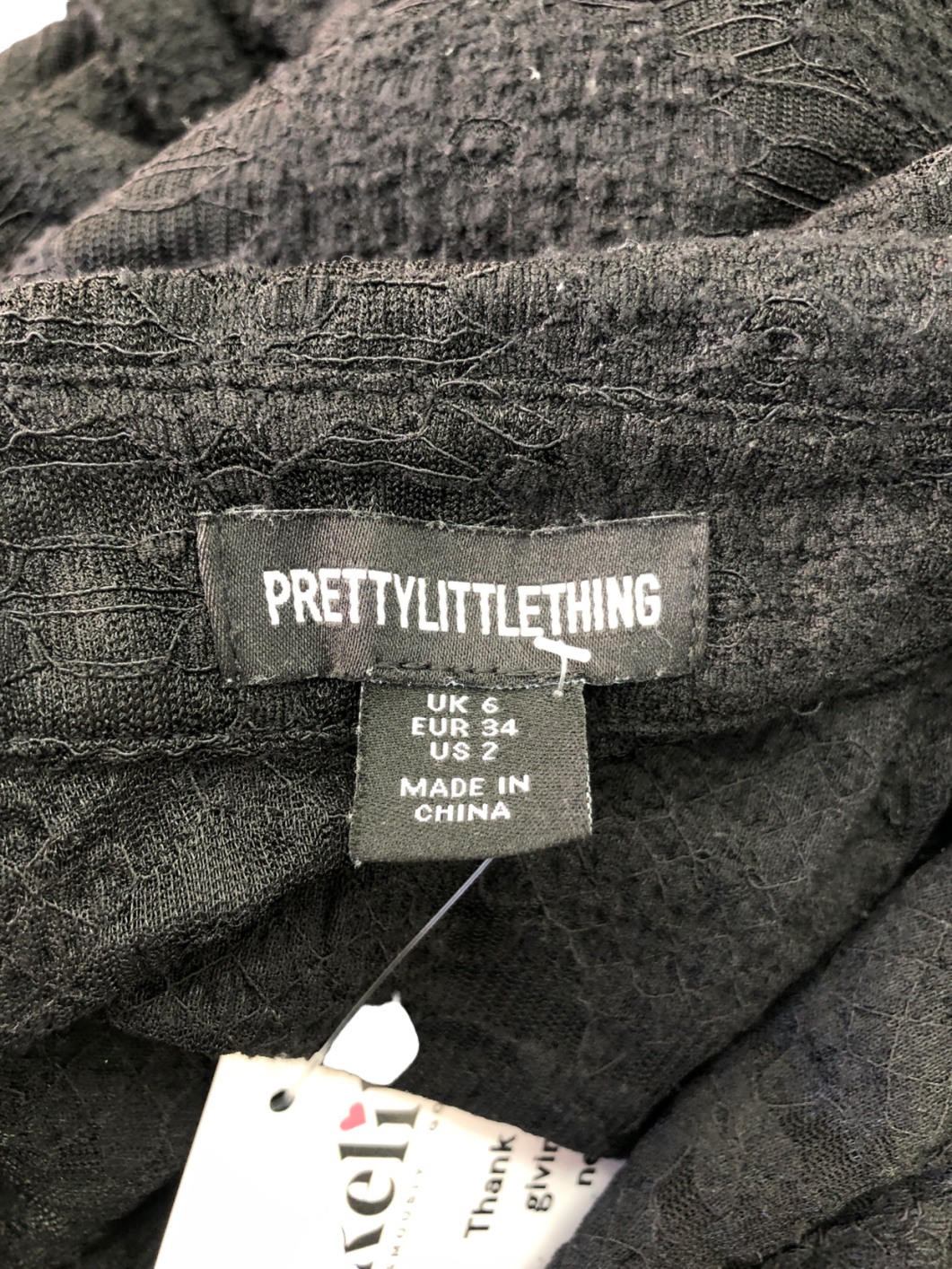 PrettyLittleThing Black Lace Button Up Long Sleeved T-shirt UK 6