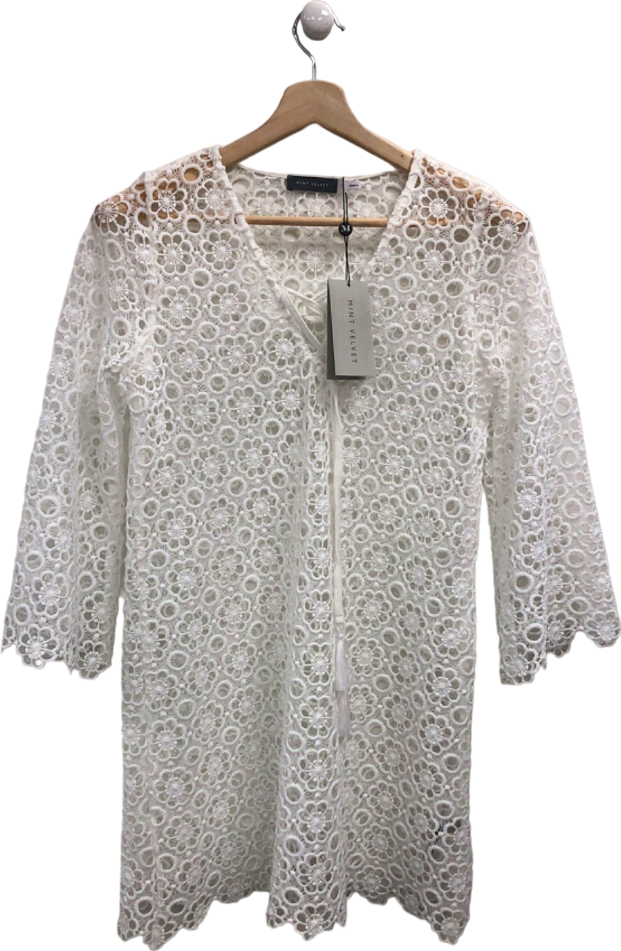 Mint Velvet White Crochet Lace Dress UK S